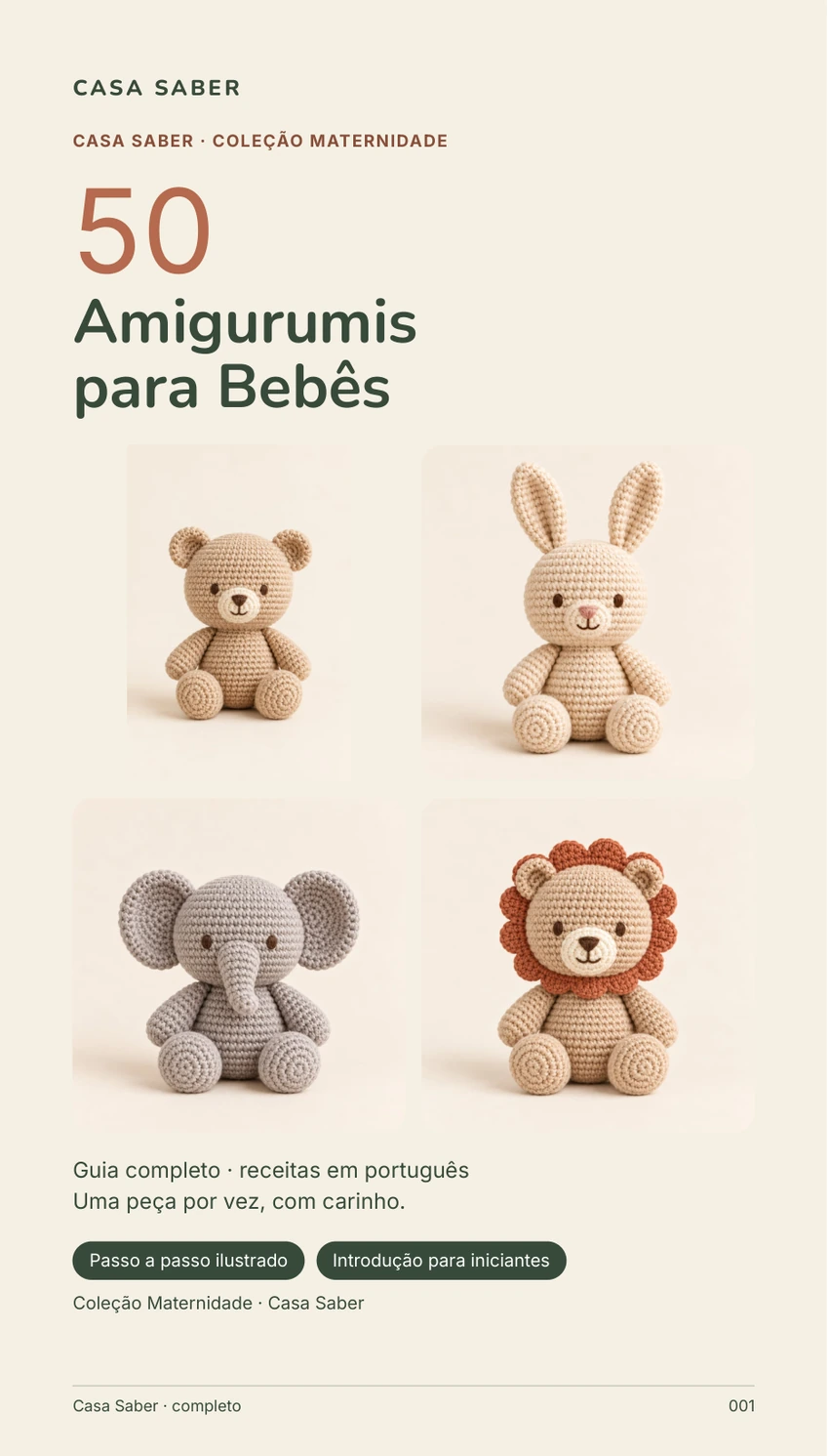 Capa do guia completo: 50 Amigurumis para Bebês